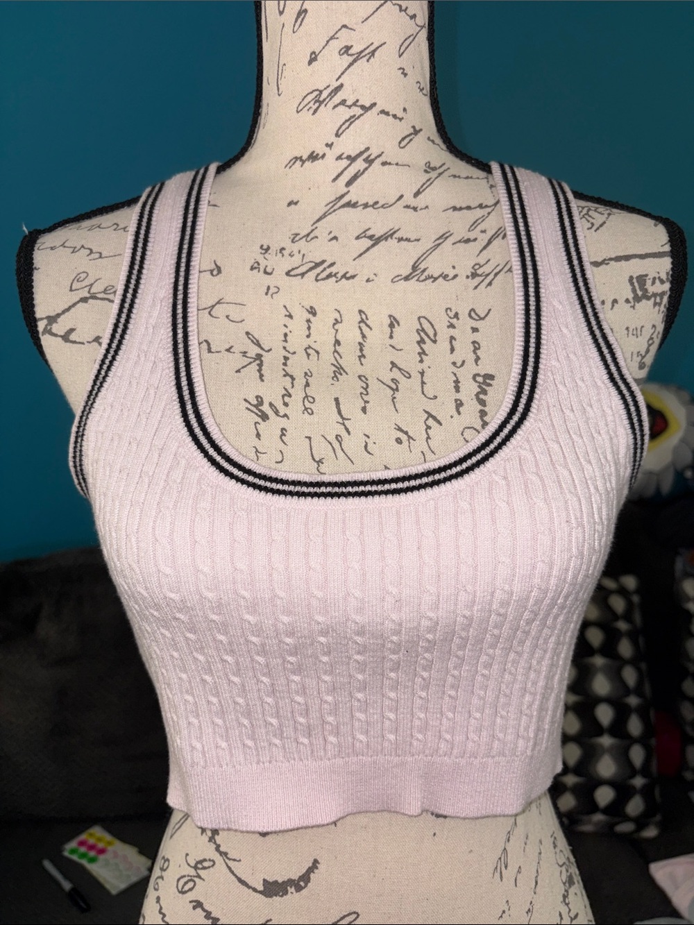 Victoria’s Secret Heather Pink Petal Logo Cable Knit Tank Bralette, XL